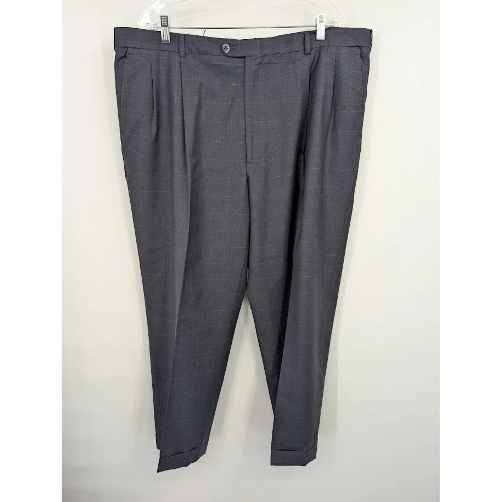 Hickey Freeman Gray Windowpane Sport Wool‎ coat 48 R and pants